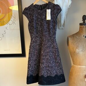 Karen Millen Black, white, red Tweed Mini Dress